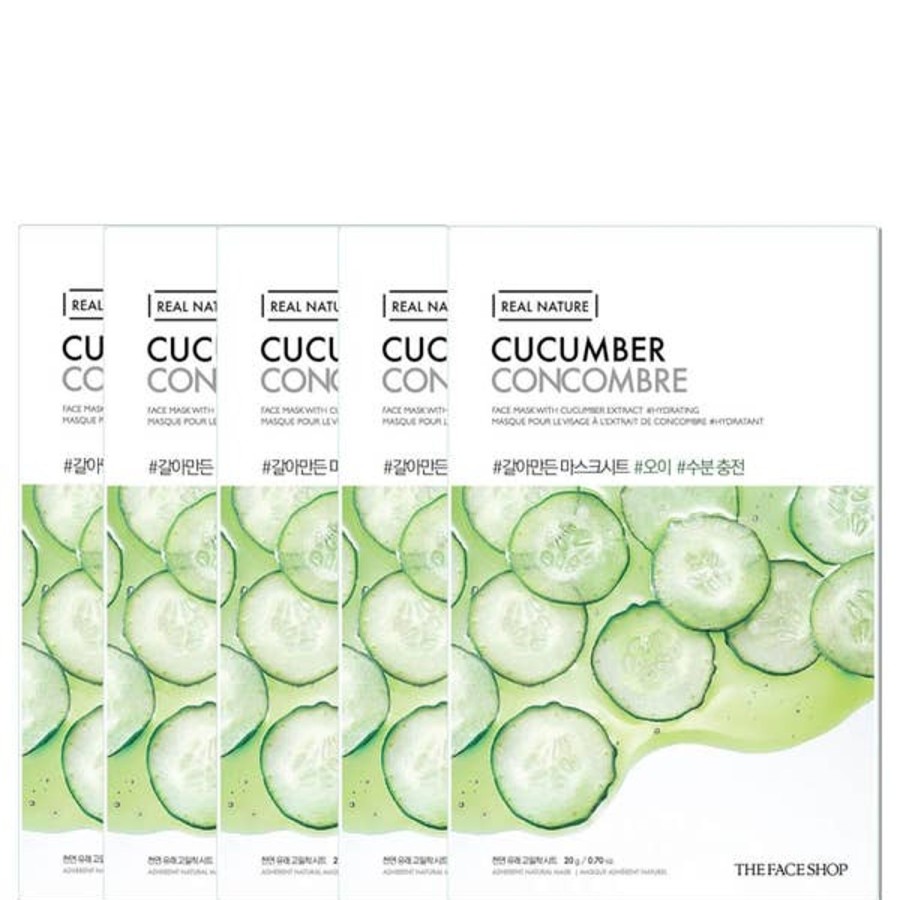 Skincare THE FACE SHOP | The Face Shop Real Nature Sheet Mask - Cucumber (Pack Of 5)