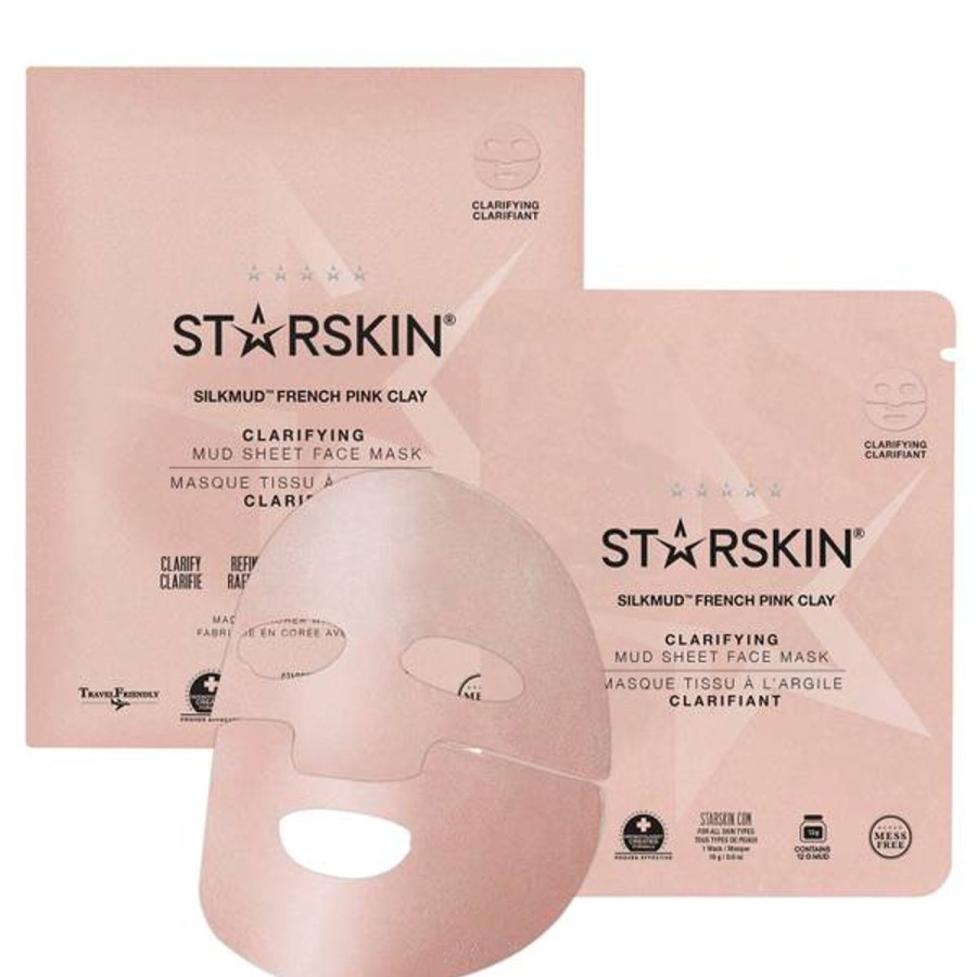 Skincare STARSKIN | Starskin Silkmud Pink French Clay Purifying Liftaway Mud Face Sheet Mask