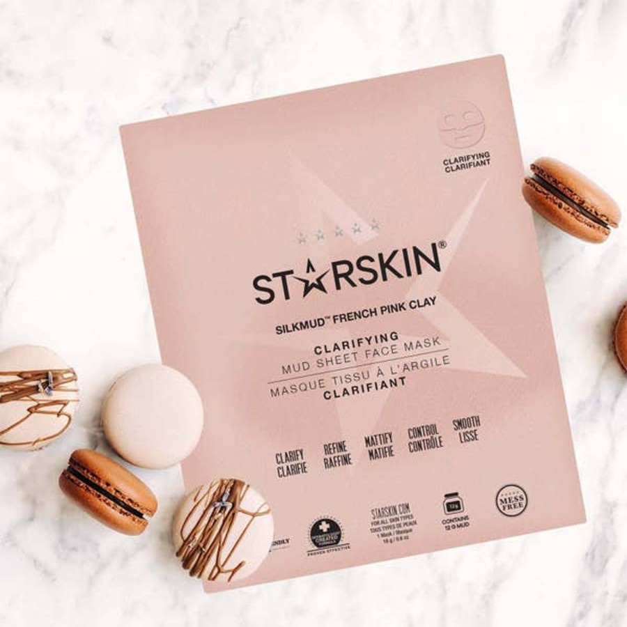 Skincare STARSKIN | Starskin Silkmud Pink French Clay Purifying Liftaway Mud Face Sheet Mask