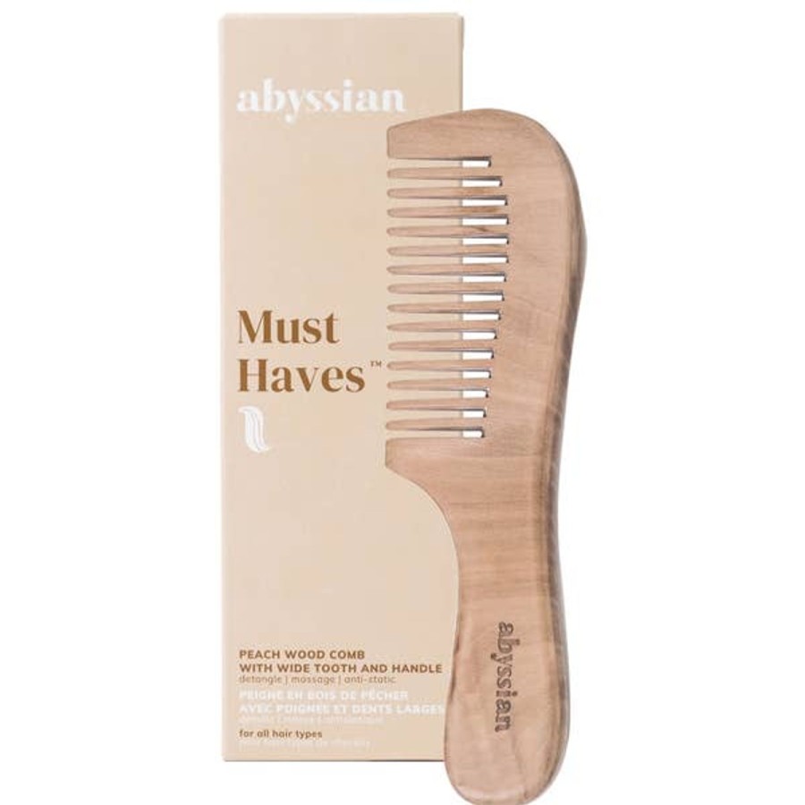 Haircare Abyssian | Abyssian Peach Wood Comb With Wide Tooth And Handle