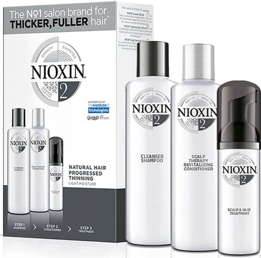 Men NIOXIN Shampoo | Nioxin Hair System Kit 2 For Noticeably Thinning Natural Hair (3 Products)