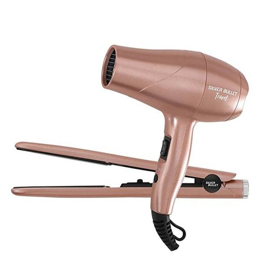 Haircare Silver Bullet | Silver Bullet Luxe Travel Set Dryer And Straighteners - Rose Gold