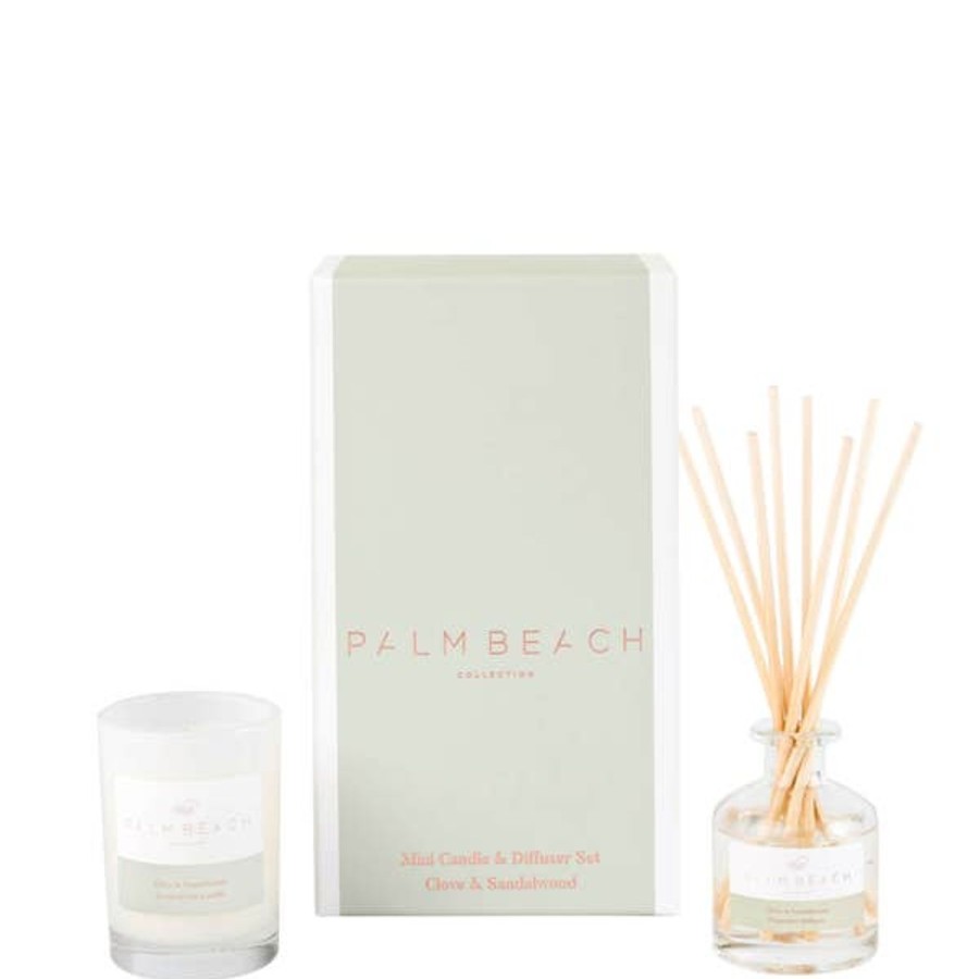 Fragrance Palm Beach Diffusers & Oils | Palm Beach Collection Clove And Sandalwood Mini Candle And Diffuser Gift Pack