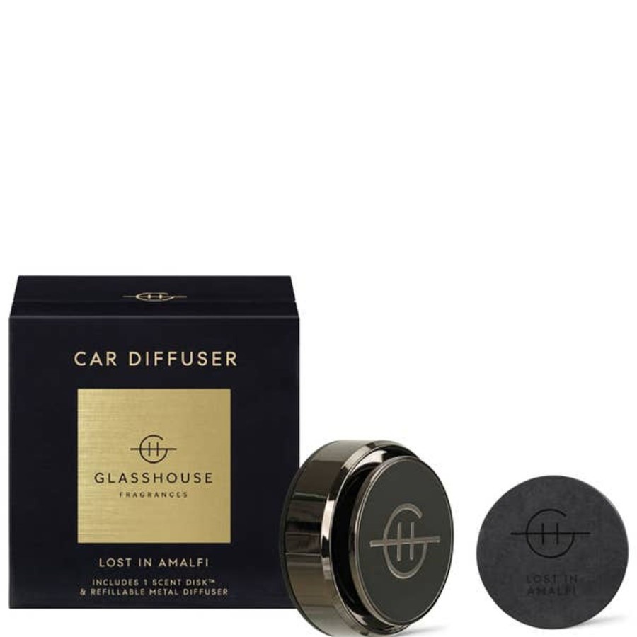 Fragrance Glasshouse Fragrances Diffusers & Oils | Glasshouse Fragrances Black Car Diffuser - Lost In Amalfi With 1 Replacement Scent Disk