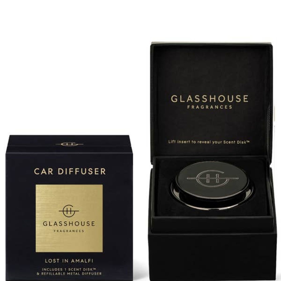 Fragrance Glasshouse Fragrances Diffusers & Oils | Glasshouse Fragrances Black Car Diffuser - Lost In Amalfi With 1 Replacement Scent Disk