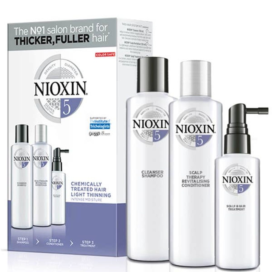 Men NIOXIN Shampoo | Nioxin 3-Part System Trial Kit 5 For Chemically Treated Hair With Light Thinning