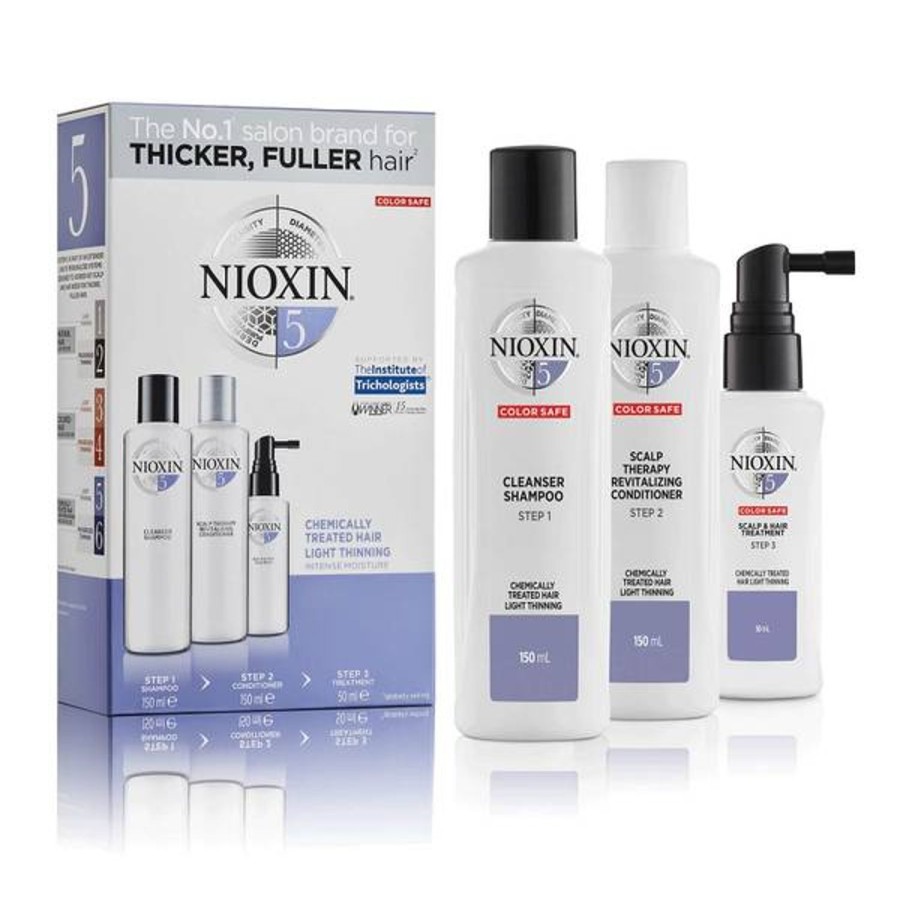 Men NIOXIN Shampoo | Nioxin 3-Part System 5 Trial Kit For Chemically Treated Hair With Light Thinning