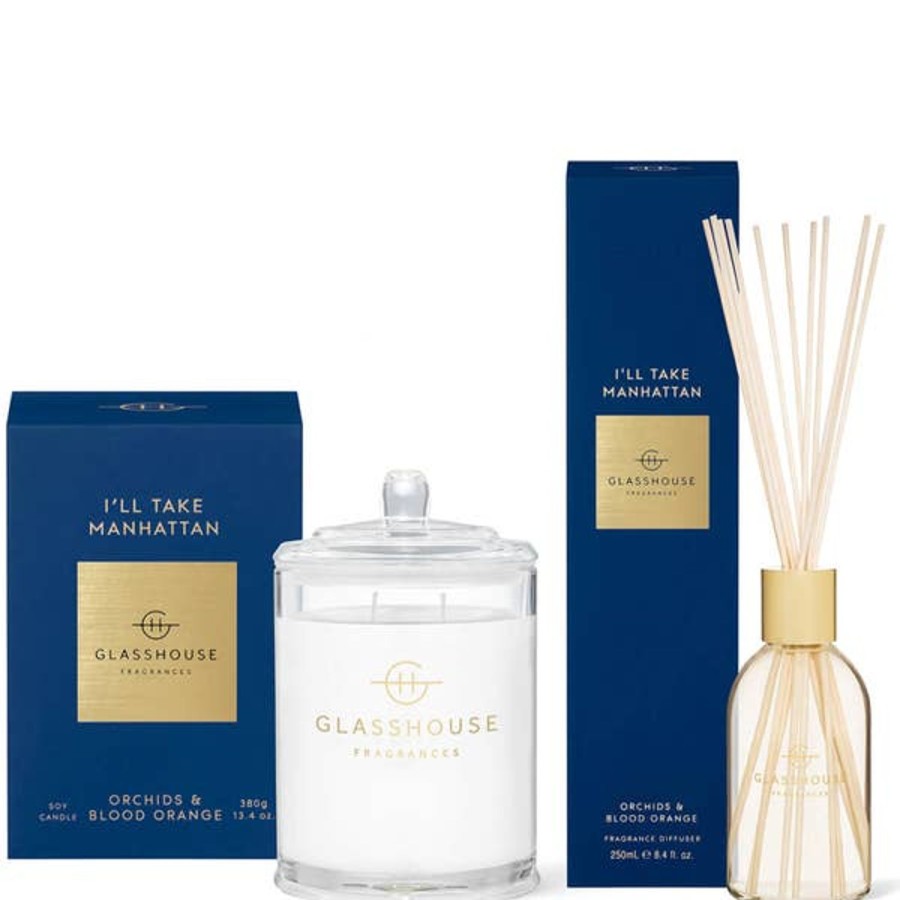 Fragrance Glasshouse Fragrances Scented Candles | Glasshouse Fragrances I'Ll Take Manhattan Candle And Liquid Diffuser