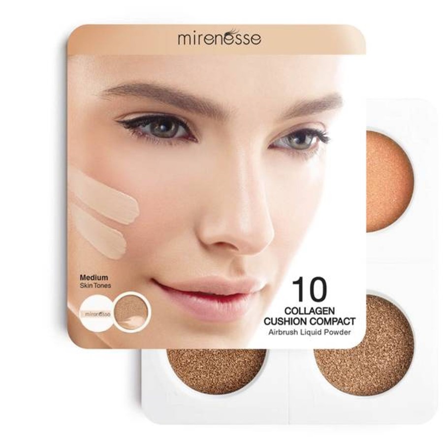 Makeup mirenesse Foundations | Mirenesse 4 Piece Starter Collagen Cushion Foundation And Blush Mini Set - Medium 6G