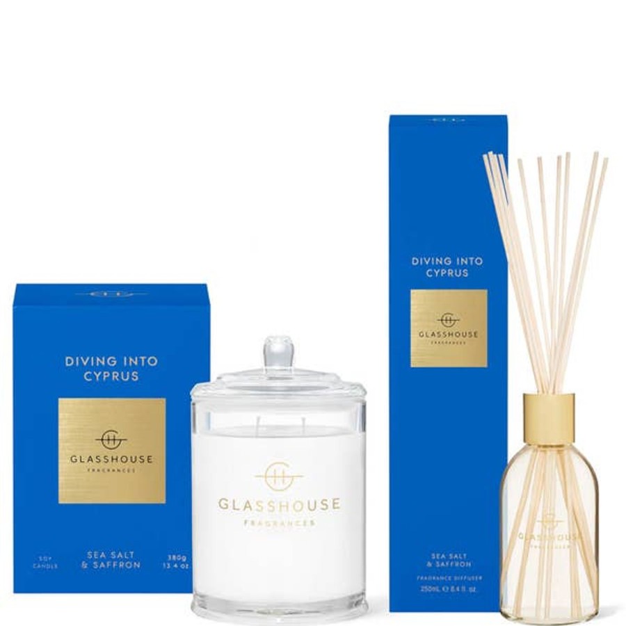 Fragrance Glasshouse Fragrances Scented Candles | Glasshouse Fragrances Diving Into Cyprus Candle And Liquid Diffuser