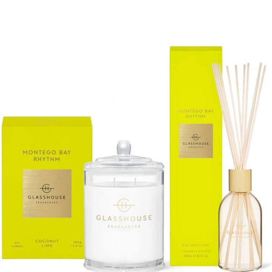 Fragrance Glasshouse Fragrances Scented Candles | Glasshouse Fragrances Montego Bay Rhythm Candle And Liquid Diffuser