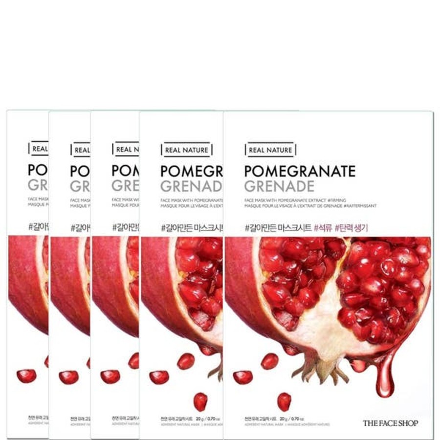 Skincare THE FACE SHOP | The Face Shop Real Nature Sheet Mask - Pomegranate (Pack Of 5)