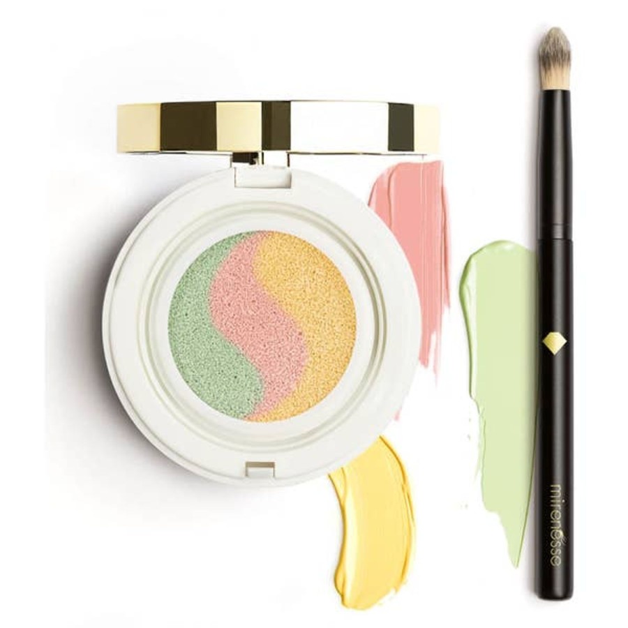 Makeup mirenesse Primers | Mirenesse Tone Correcting Primer Cushion And Blender Brush