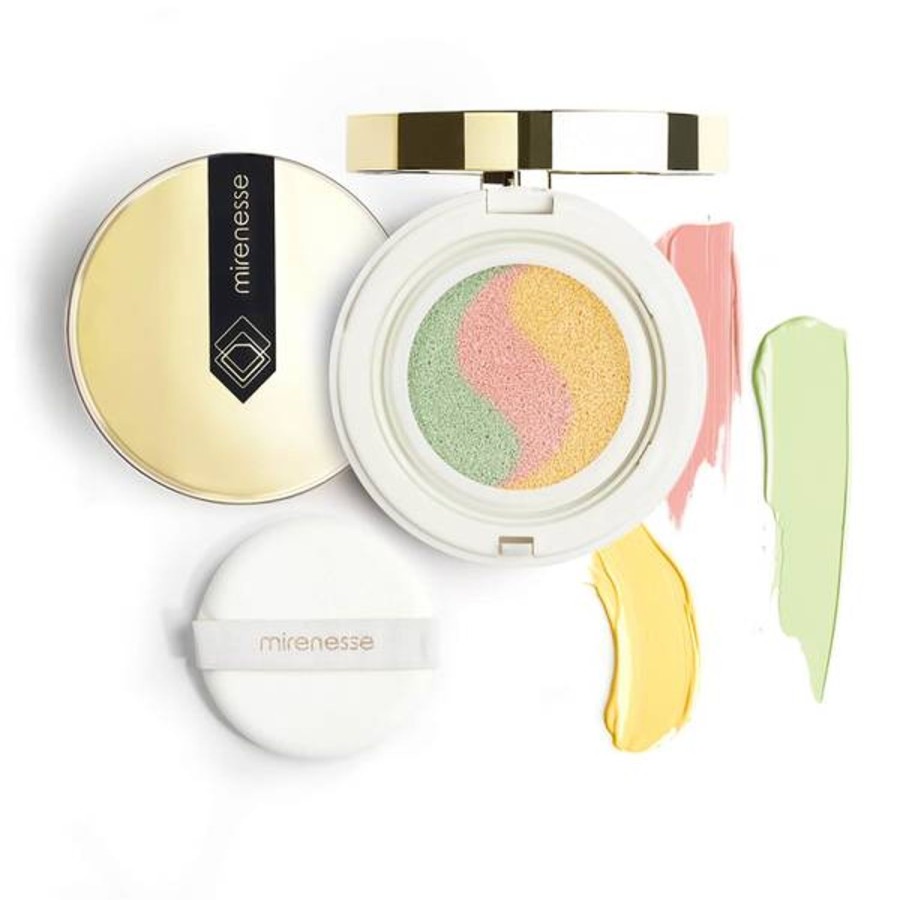 Makeup mirenesse Primers | Mirenesse Tone Correcting Primer Cushion And Blender Brush